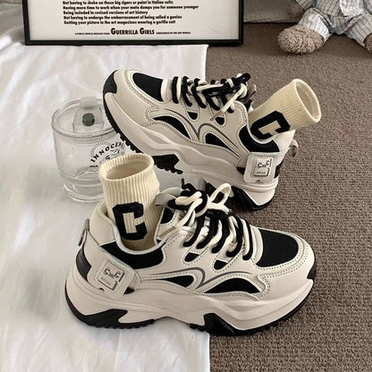 Damen Sneaker Sportlich Chunky Bequem Komfort
