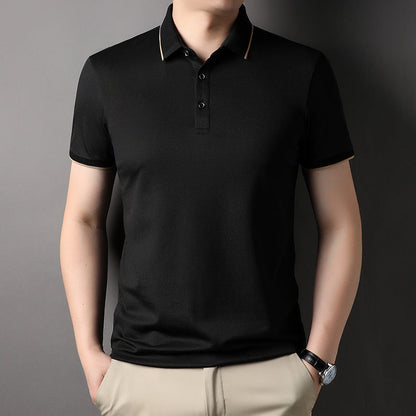 Herren Poloshirt Fein Piqué Kragen Kontrast Modern - BerlinGlamour