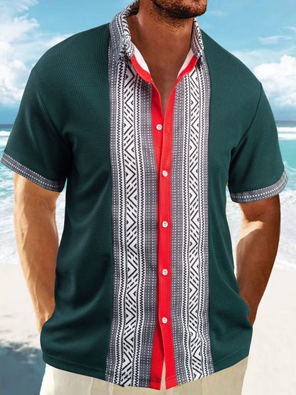 Herren Kurzarmhemd Ethno Muster Trendy Sommer