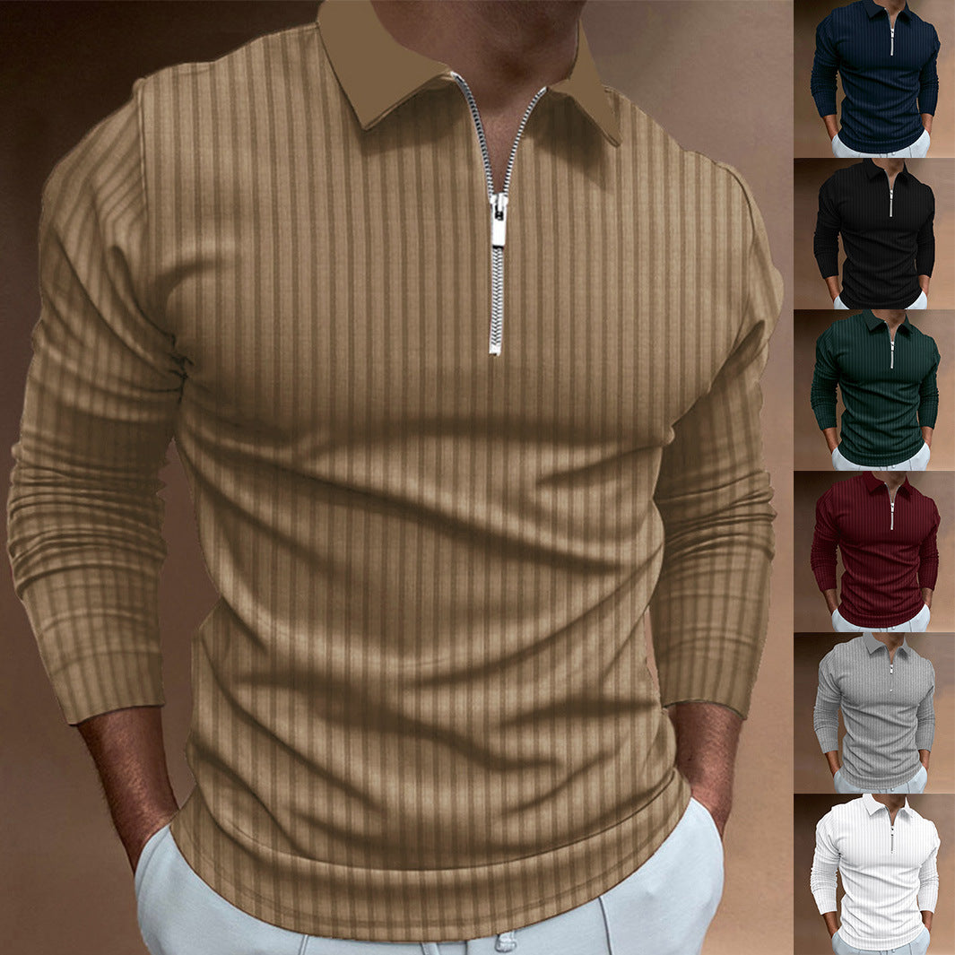 Herren Poloshirt Modern Strukturiert Reißverschluss Elegant - BerlinGlamour