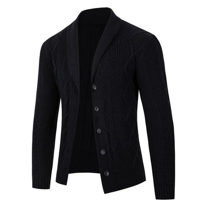 Herren Strickjacke Modern Bequem Kabelmuster Grau