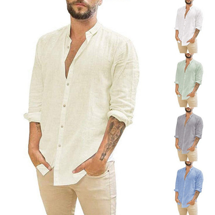 Herren Hemd Langarm Modern Stehkragen Strukturiert Elegant - BerlinGlamour