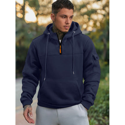 Herren Pullover Kapuzenpullover Funktional mit Taschen Schwarz