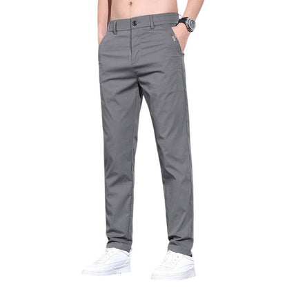 Herren Chino-Hose Elastisch Mit Seiten-Taschen Modern