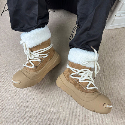 Damen Winterstiefel Gefüttert Warm mit Robustem Profil und Kuscheligem Fellkragen
