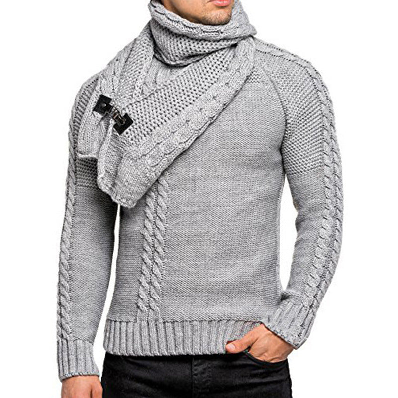 Herren Strickpullover Kuschelig Warm mit Schal