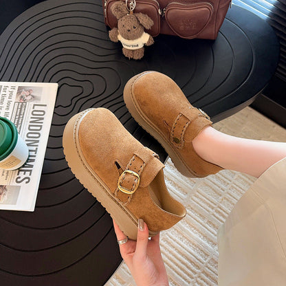 Damen Clogs mit Schnallenverschluss und dickem Plateau-Heel - BerlinGlamour