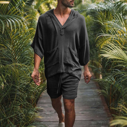 Herren Pullover Kapuzenpullover Locker mit Seitentaschen Lässig