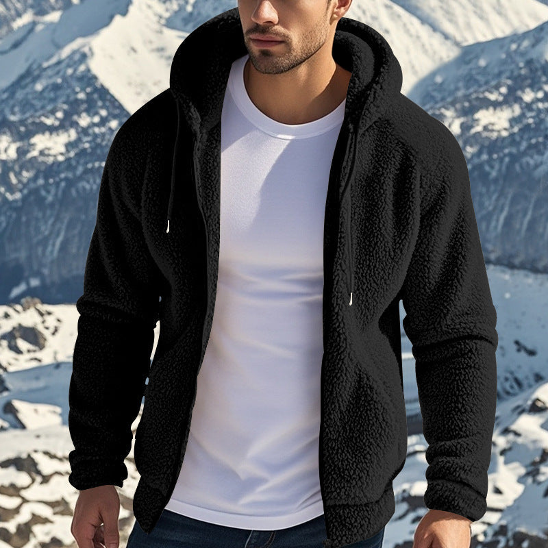 Herren Fleece-Jacke Kapuzenjacke Weich Warm mit Taschen