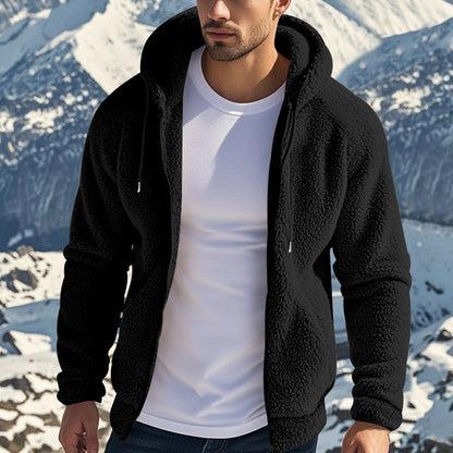 Herren Fleece-Jacke Kapuzenjacke Weich Warm mit Taschen