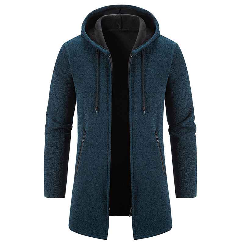 Herren Fleecejacke Kapuze Reißverschluss Taschen Sportlich