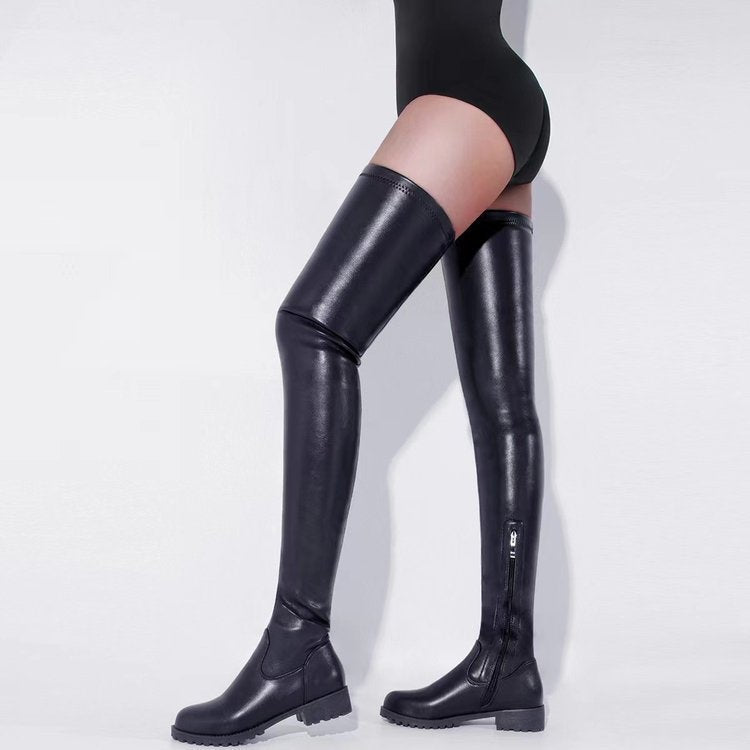 Damen Stiefel Overknee Robust Elegantes Design Schwarz