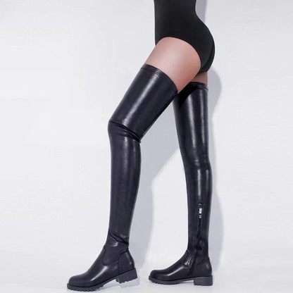 Damen Stiefel Overknee Robust Elegantes Design Schwarz