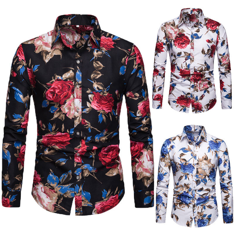 Herren Hemd Langarm Floralmuster Elegant Berlin - BerlinGlamour