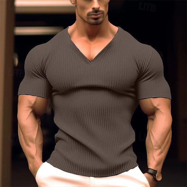 Herren T-Shirt V-Ausschnitt Slim Fit atmungsaktiv