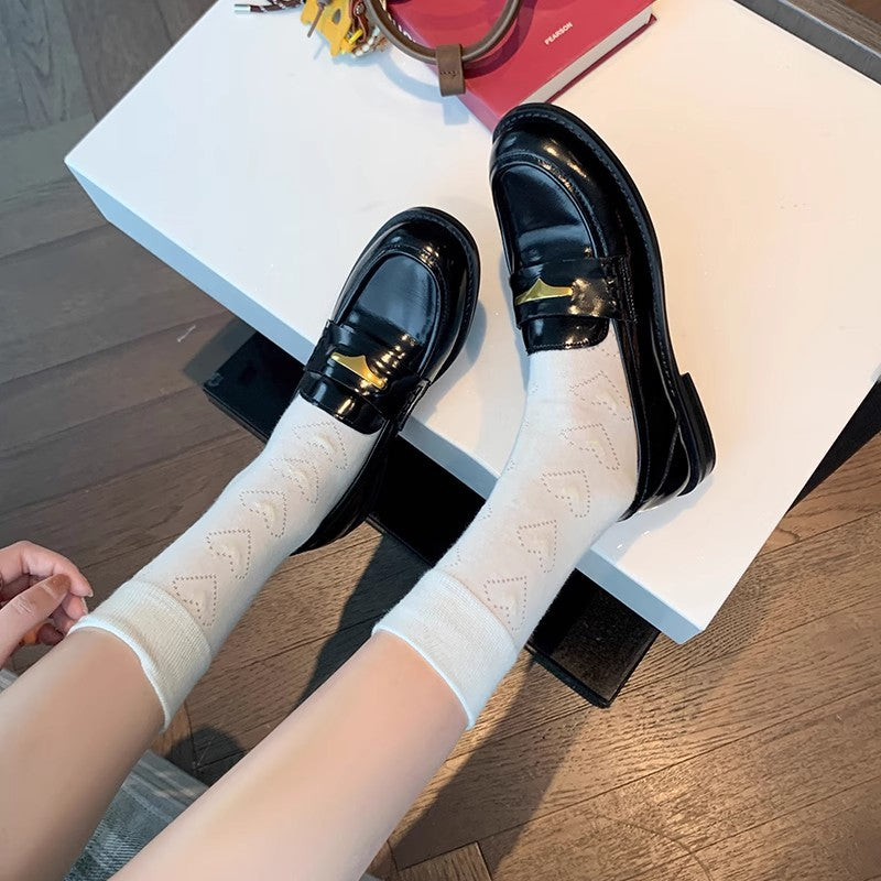 Damenschuhe Loafers Elegantes Leder mit Glanzoptik