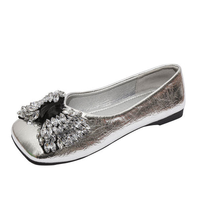 Damen Ballerinas Elegant mit Strasssteinen Glitzer
