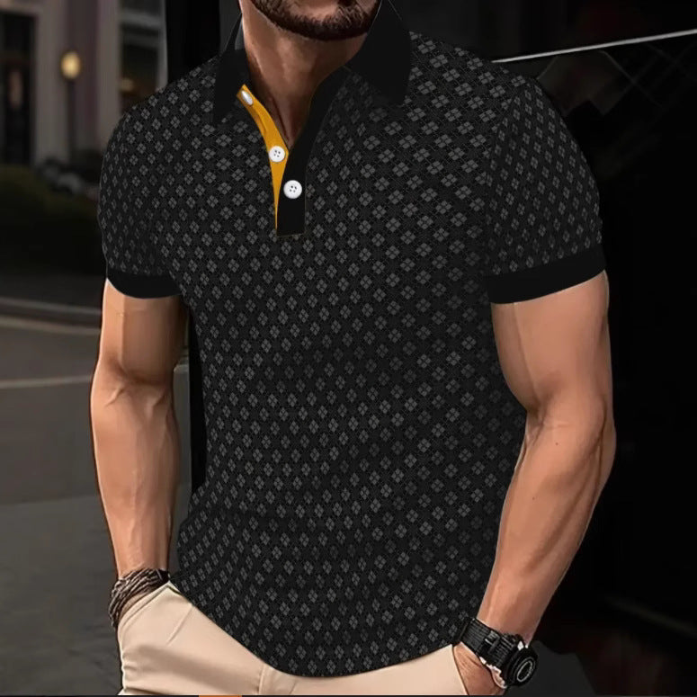 Herren Poloshirt mit Kontrastdetails Modern Strukturiert