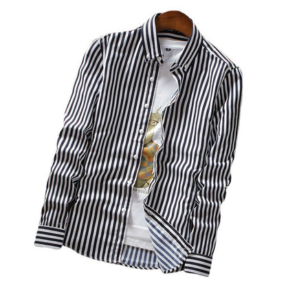Herren Langarmhemd mit feinen Streifen Modern Elegant