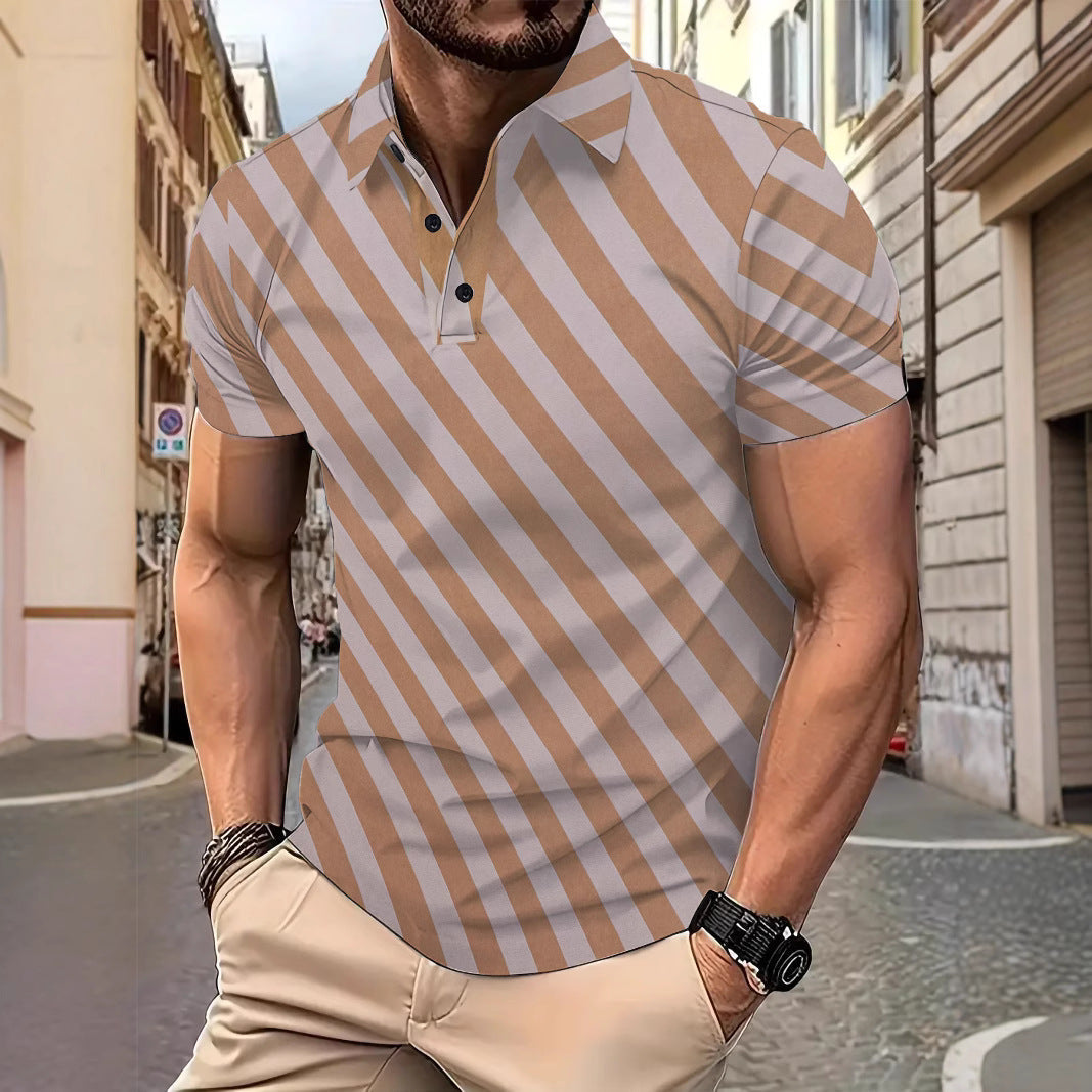 Herren Poloshirt Kurzarm Streifenmuster Modern Styles - BerlinGlamour