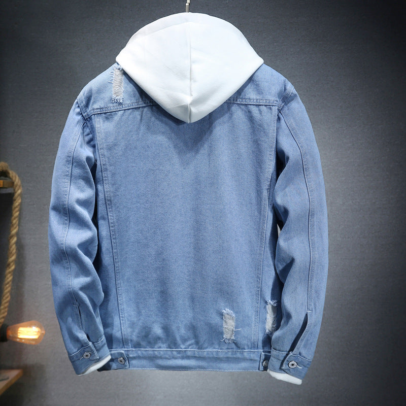 Herren Jeansjacke Lässig Mit Hoodie Einsätzen Modern - BerlinGlamour