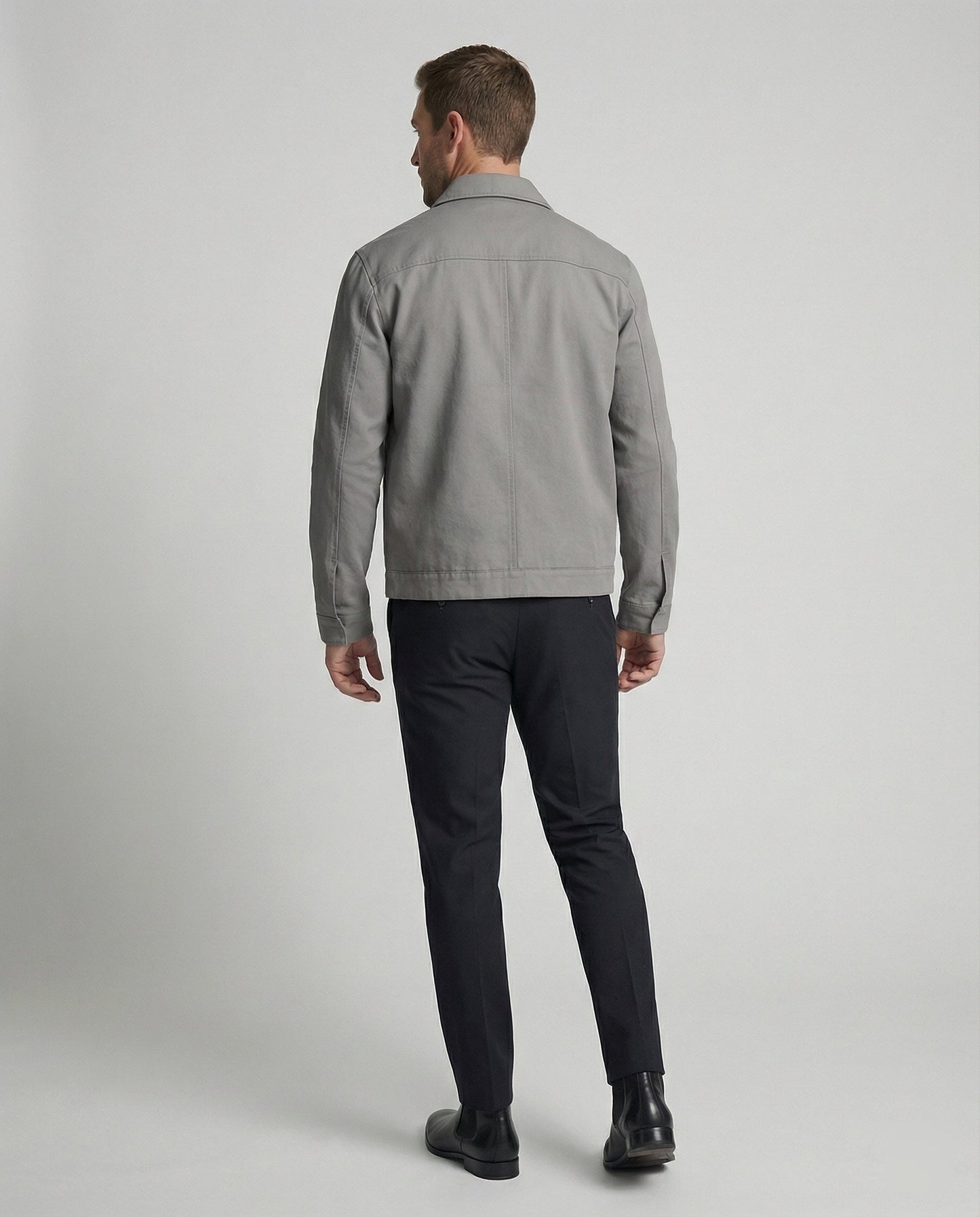 Herren Zip-Jacke Slim Fit mit Hemdkragen und Reißverschluss