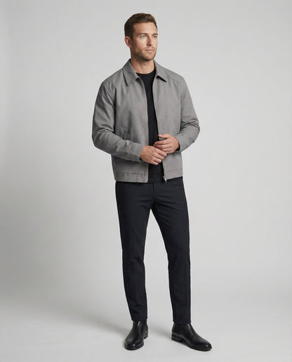Herren Zip-Jacke Slim Fit mit Hemdkragen und Reißverschluss