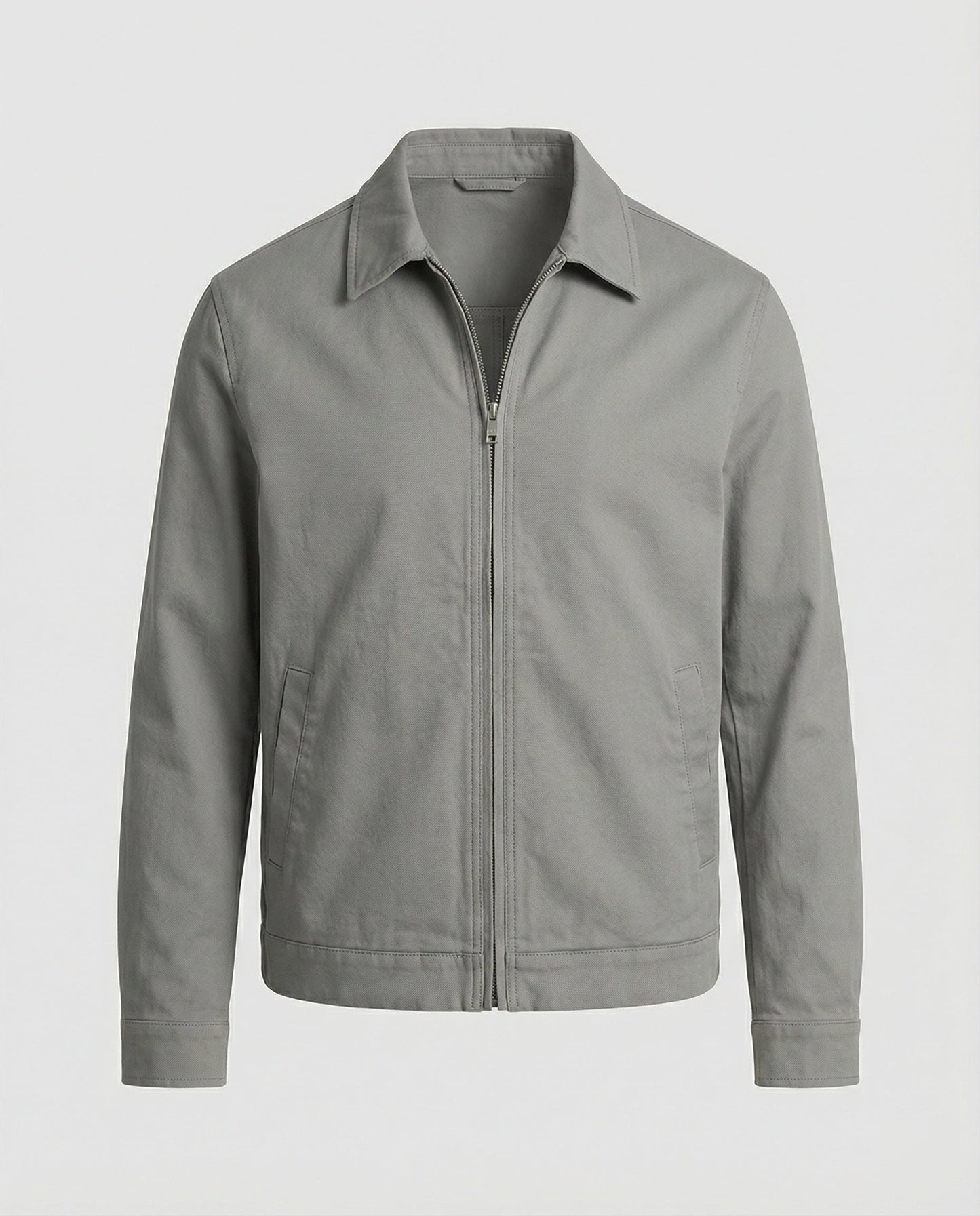 Herren Zip-Jacke Slim Fit mit Hemdkragen und Reißverschluss