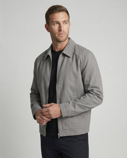 Herren Zip-Jacke Slim Fit mit Hemdkragen und Reißverschluss - BerlinGlamour