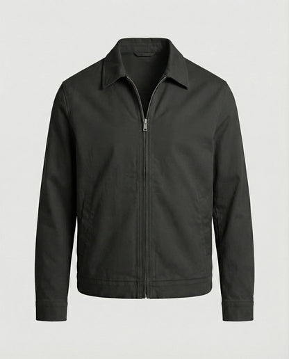 Herren Zip-Jacke Slim Fit mit Hemdkragen und Reißverschluss