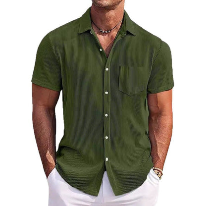 Herren Hemd Kurzarm Modern mit Streifenmuster Slim Fit