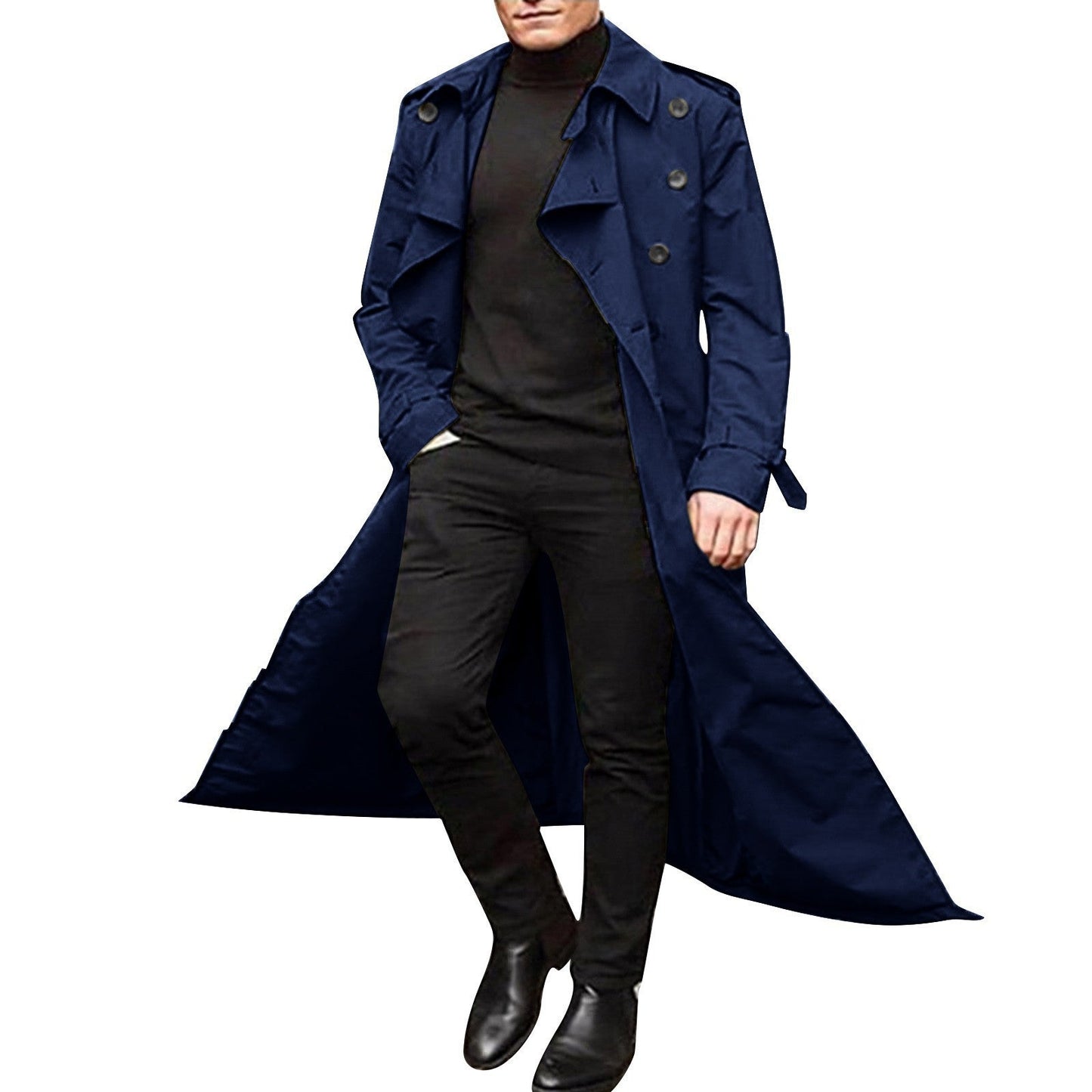 Herren Trenchcoat Modern Elegant Schwarz