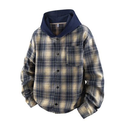 Herren Hemdjacke Lässig Kapuzenjacke Karomuster Warm
