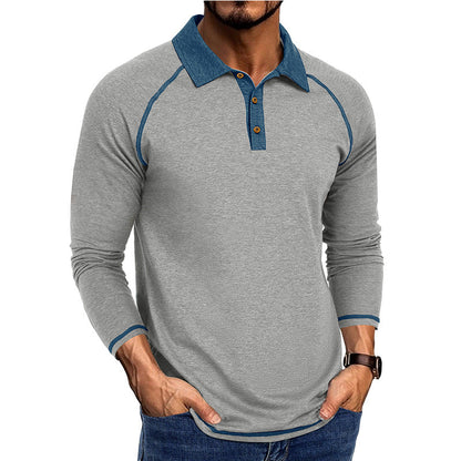 Herren Polo-Shirt Langarm Sportlich Moderner Kragen
