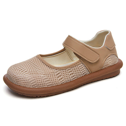 Damen Ballerinas Bequem Elastisch Klettverschluss