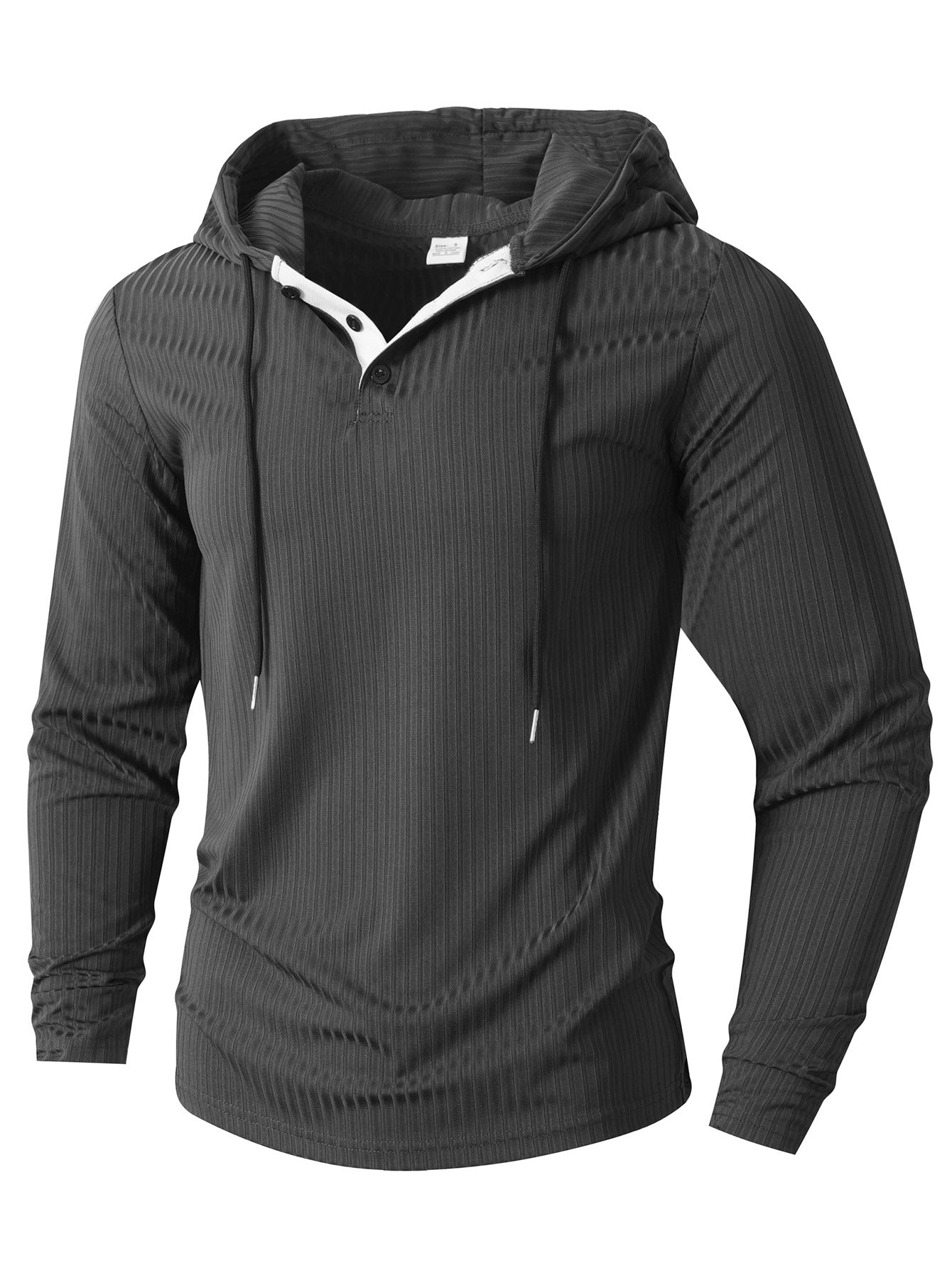 Herren Hoodie Langarm Sportlich Strukturiert Grau