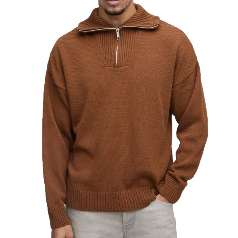Herren Sweater Kurz Reißverschluss Modern Casual