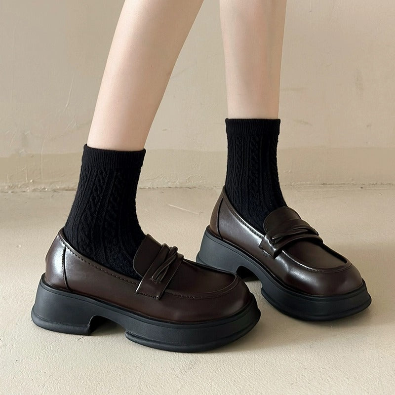 Damen Loafers Plateau Schuhe Stilvoll Robust