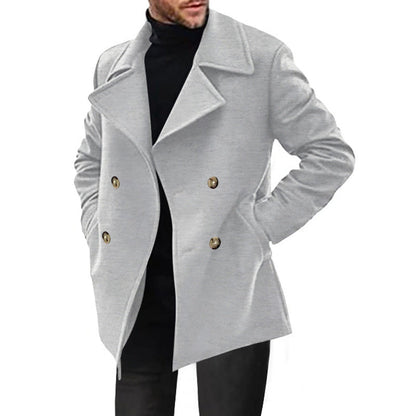 Herren Peacoat Klassisch Elegant Revers Knopf Details