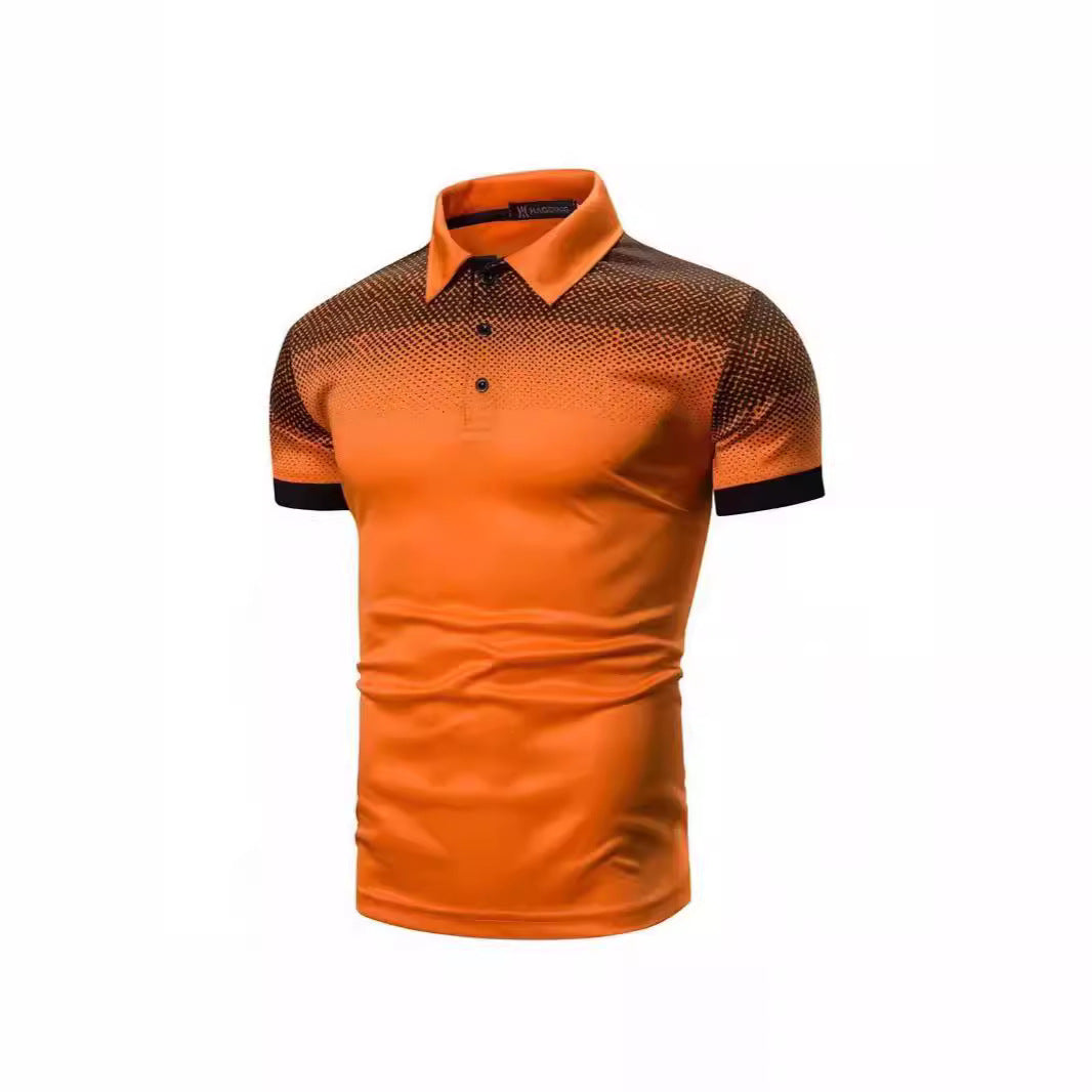 Herren Poloshirt Farbverlauf Modern Kontrastdetails