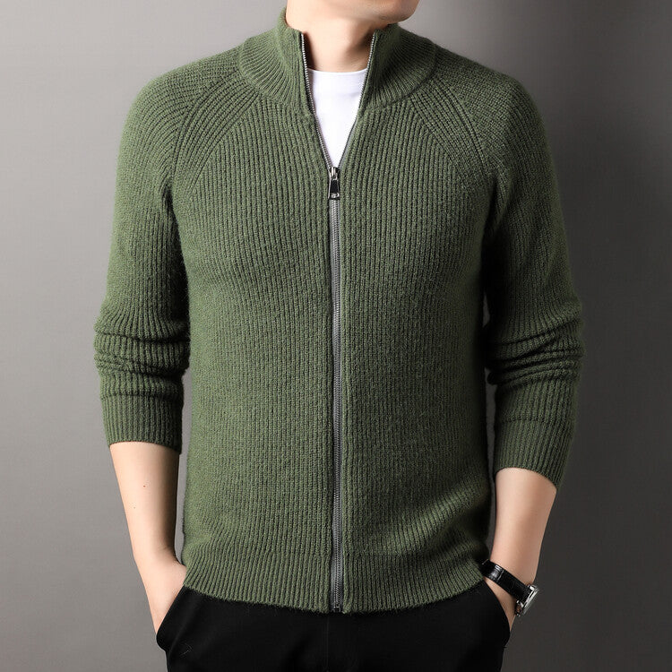 Herren Strickjacke Hochkragen Reißverschluss Uneffektiert Elegantes Design