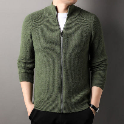 Herren Strickjacke Hochkragen Reißverschluss Uneffektiert Elegantes Design