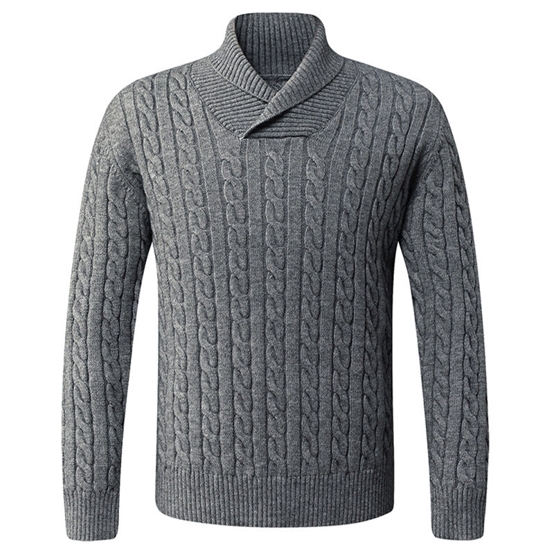 Herren Pullover Grobstrick Modern mit Schalkragen und Zopfmuster - BerlinGlamour