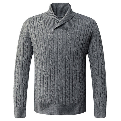 Herren Pullover Grobstrick Modern mit Schalkragen und Zopfmuster - BerlinGlamour