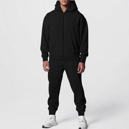 Herren Fleece Jogginganzug Kapuze Sportlich Bequem