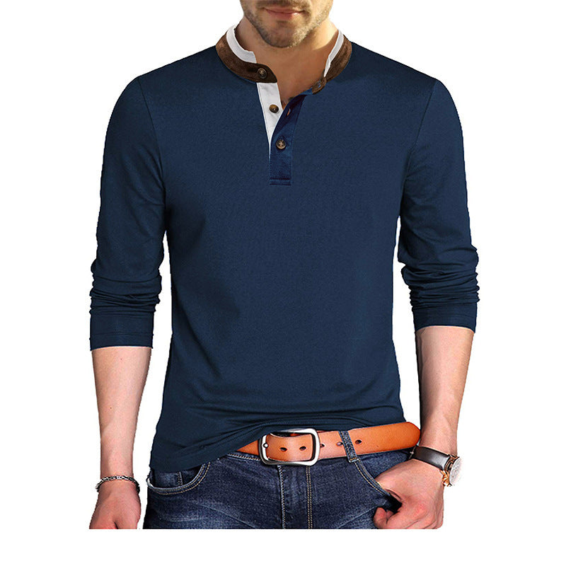 Herren Langarmshirt Henley Kragen Modern - BerlinGlamour