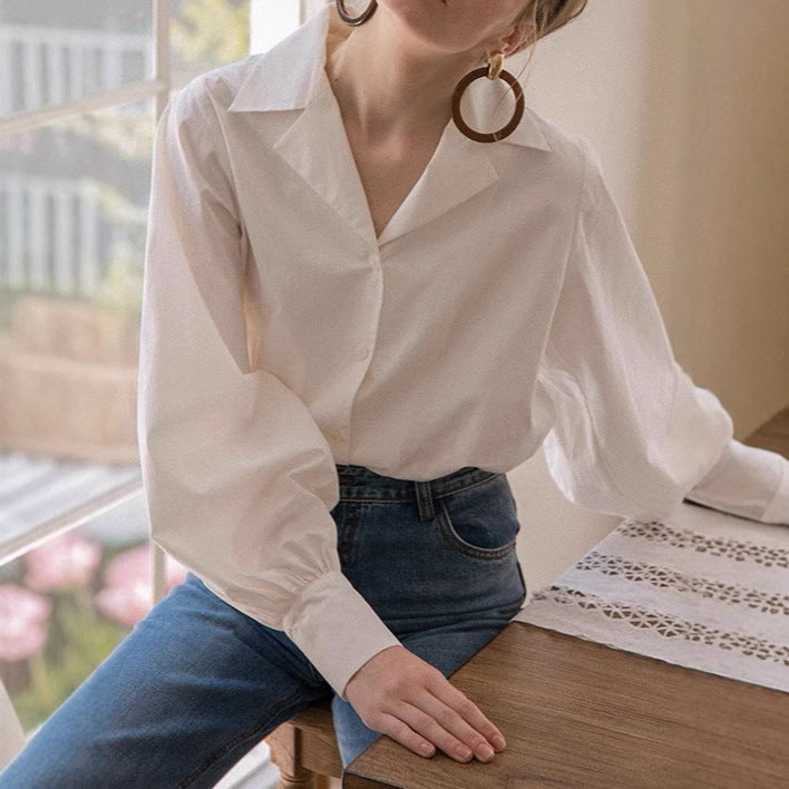 Damen Bluse mit Puffärmeln Modern Elegant