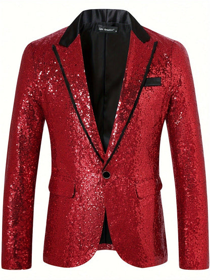 Paillettenblazer Herren Glamour Jacke Glitzer