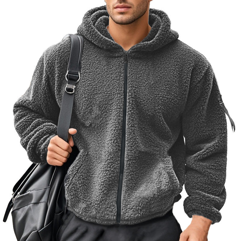 Herren Fleecepullover Kapuzenjacke Sportlich Reißverschluss