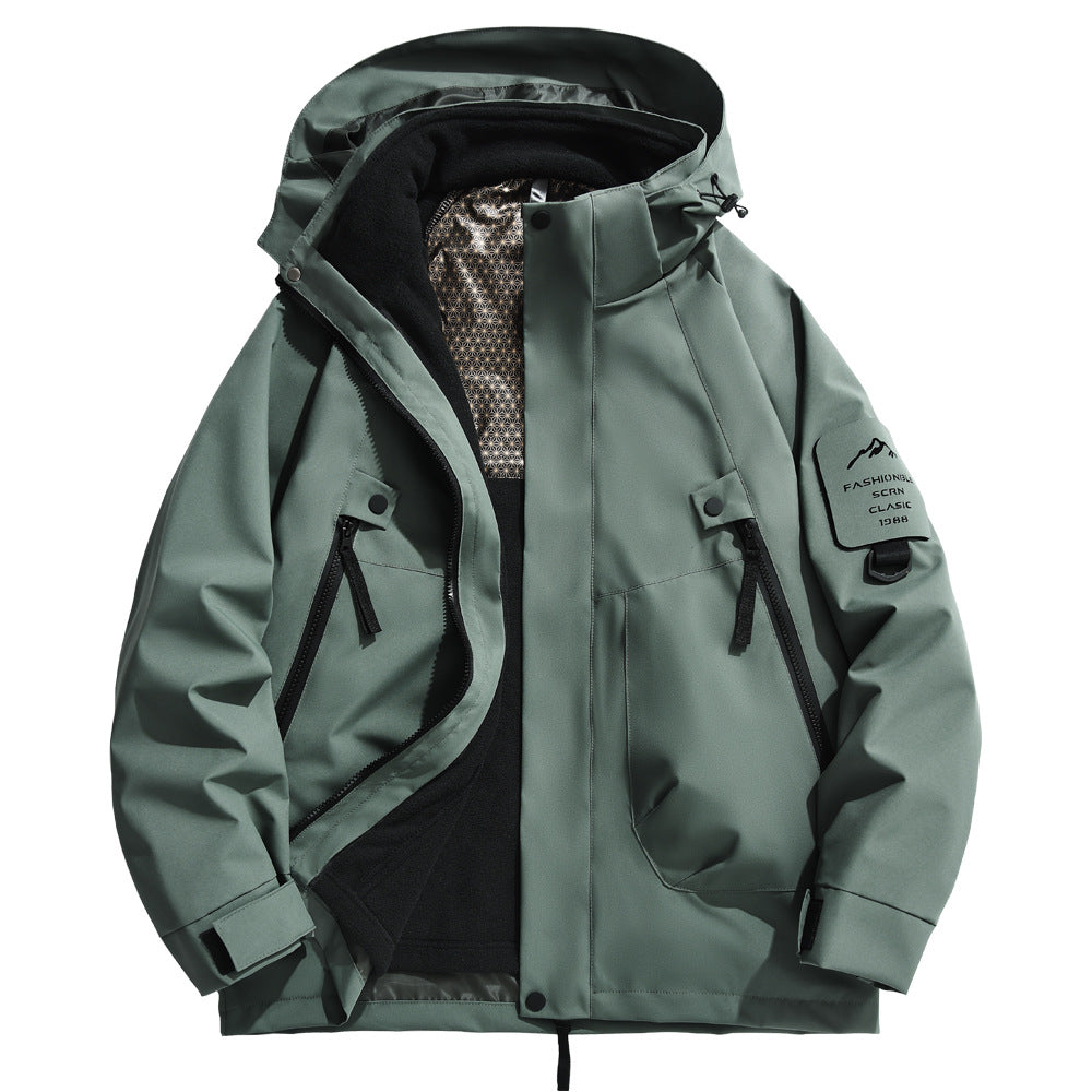 Herren Outdoorjacke Wetterfest Isoliert Kapuze Verstellbar